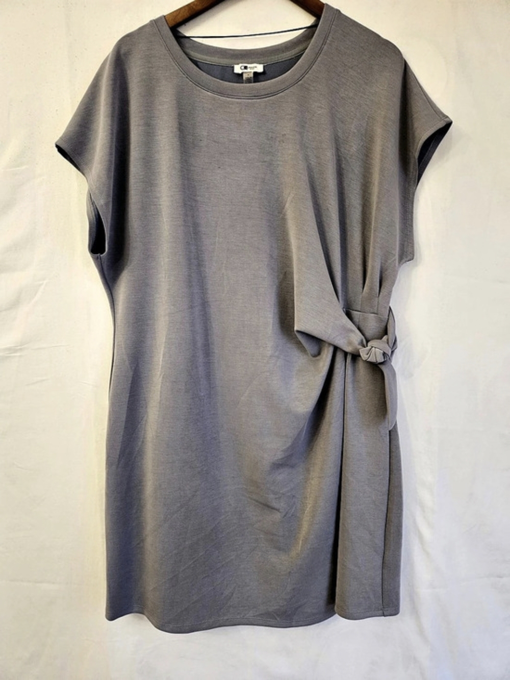 Cable & Gauge Sport Side-Tie Knit Dress Gray Mini Dress Size 1X